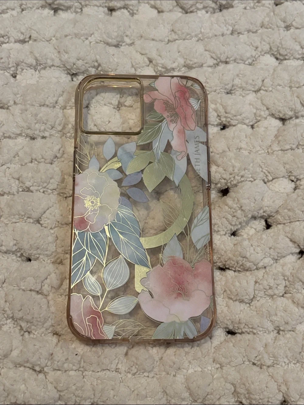 Elizabeth and James Pink & Gold Floral Clear Phone Case